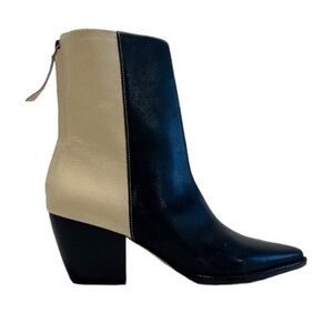 Matisse Carson Colorblock Leather Zip Back Western Classic Block Heel Booties 7